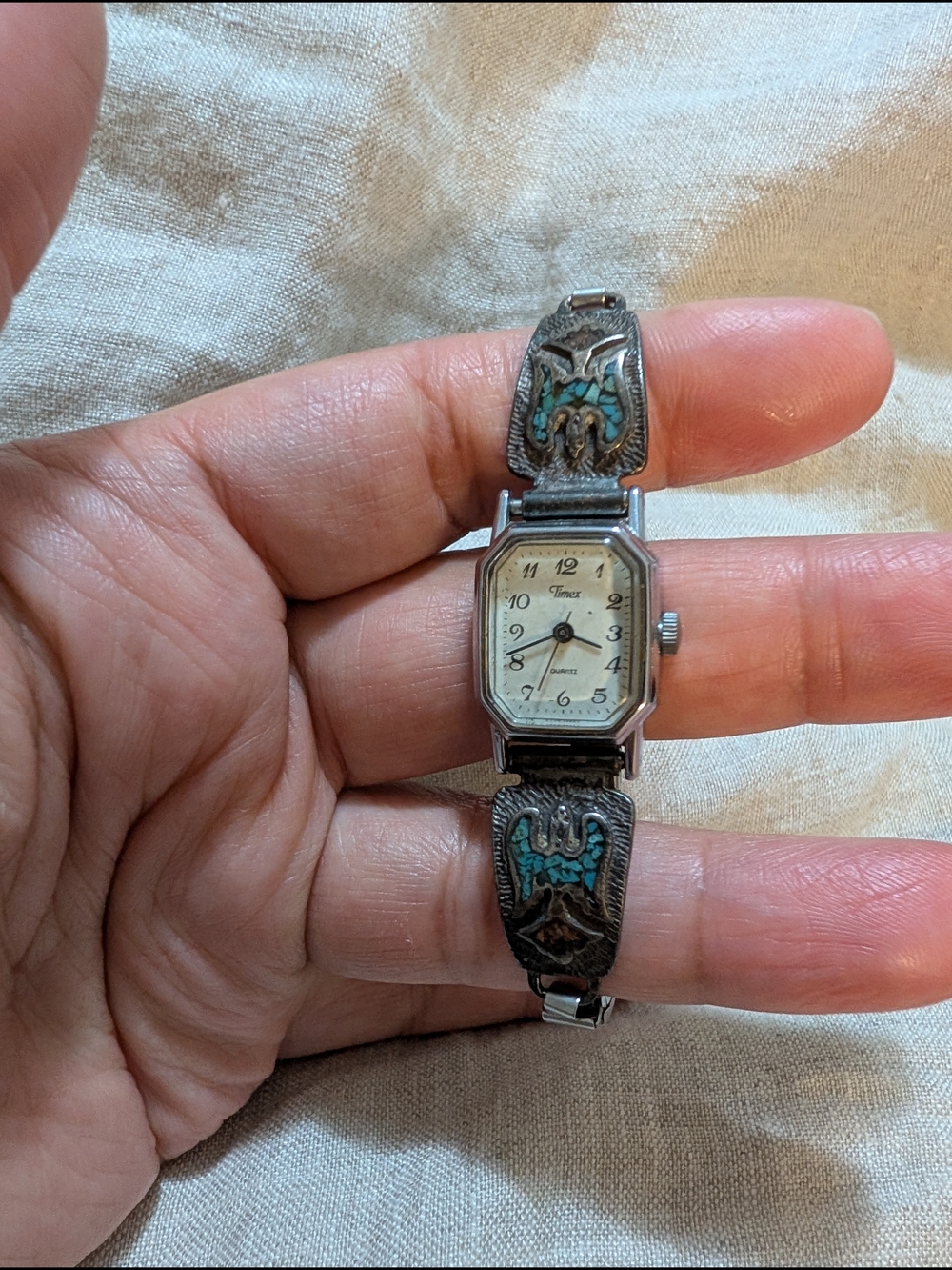 Vintage Timex Navajo Artistry Sterling Silver Bracelet Watch